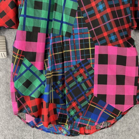 Vintage Casey & Max Top Womens Small Plaid Button Up Short Sleeve Retro 80s NEW - Picture 11 of 13